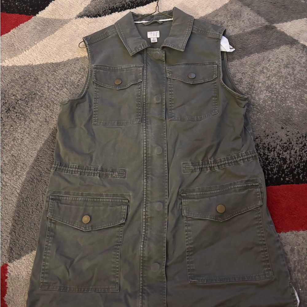 A New Day Sleeveless Olive Green Utility Vest